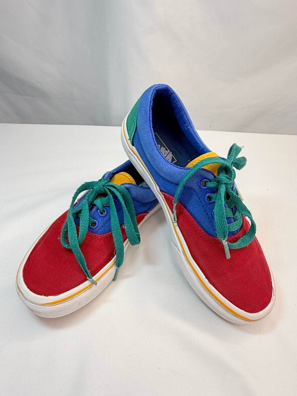 Vans Kids Size 3 Colorblock Canvas Sneakers - Primary Red, Blue Green & Yellow